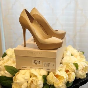 Jimmy Choo Nude/White Platform Pump Size 9.5